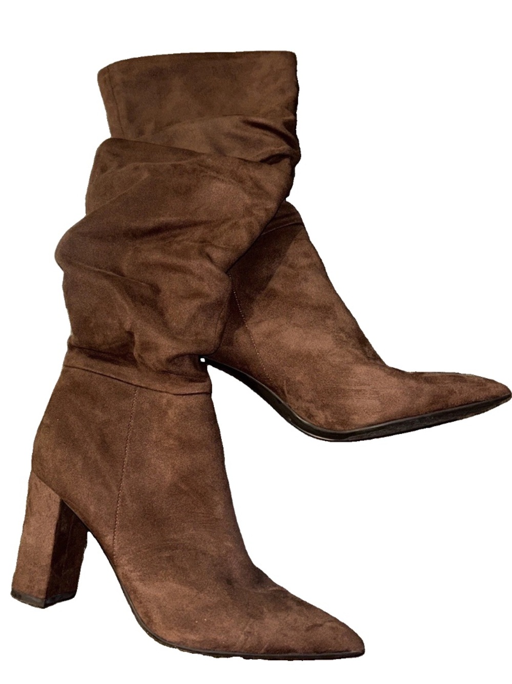 Marc Fisher Suede Slouch Block Heel Boots